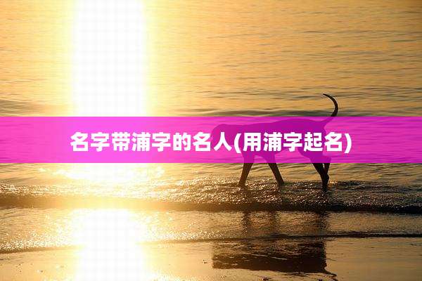 名字带浦字的名人(用浦字起名)