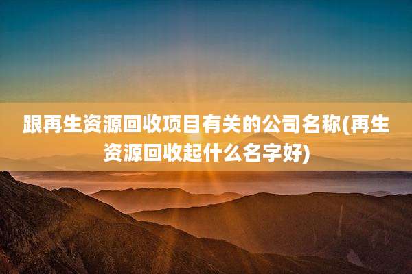 跟再生资源回收项目有关的公司名称(再生资源回收起什么名字好)