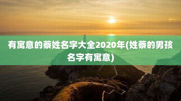 有寓意的蔡姓名字大全2020年(姓蔡的男孩名字有寓意)