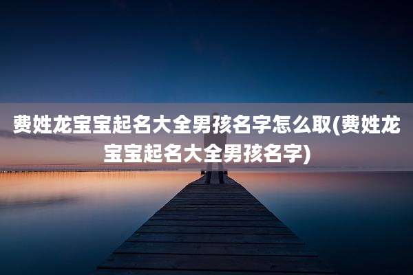 费姓龙宝宝起名大全男孩名字怎么取(费姓龙宝宝起名大全男孩名字)