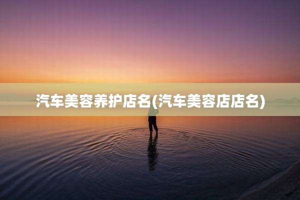 汽车美容养护店名(汽车美容店店名)