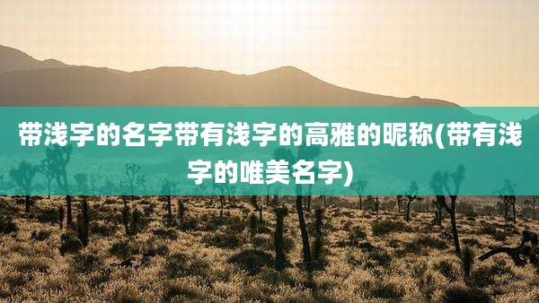 带浅字的名字带有浅字的高雅的昵称(带有浅字的唯美名字)