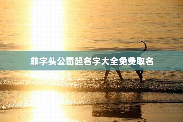 菲字头公司起名字大全免费取名