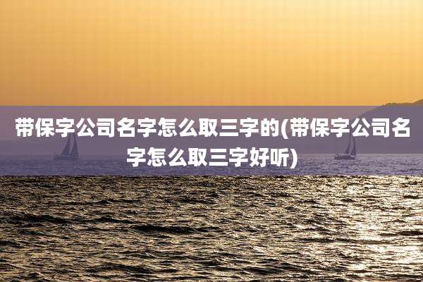 带保字公司名字怎么取三字的(带保字公司名字怎么取三字好听)