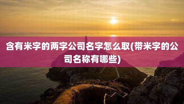 含有米字的两字公司名字怎么取(带米字的公司名称有哪些)