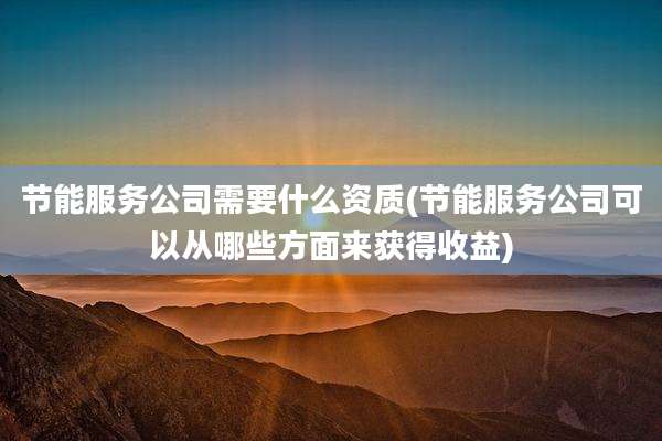 节能服务公司需要什么资质(节能服务公司可以从哪些方面来获得收益)