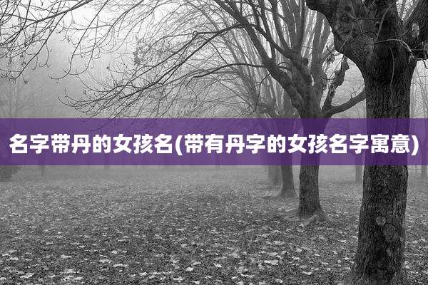 名字带丹的女孩名(带有丹字的女孩名字寓意)