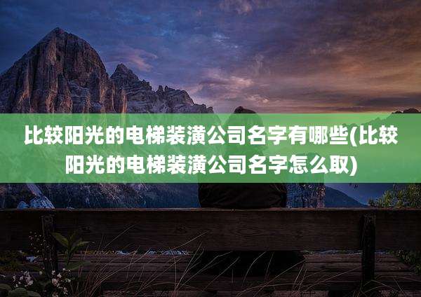 比较阳光的电梯装潢公司名字有哪些(比较阳光的电梯装潢公司名字怎么取)