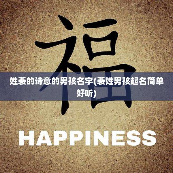 姓裴的诗意的男孩名字(裴姓男孩起名简单好听)