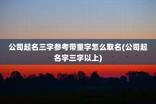 公司起名三字参考带重字怎么取名(公司起名字三字以上)