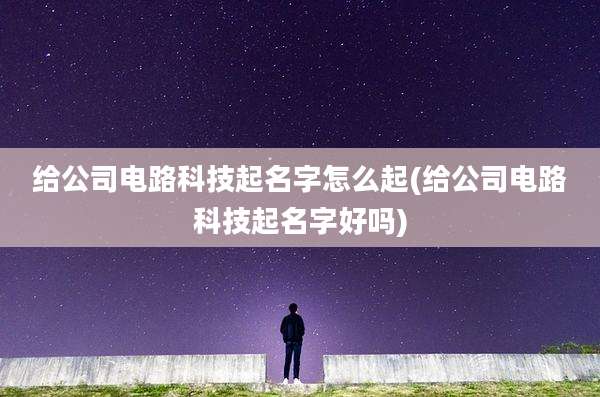 给公司电路科技起名字怎么起(给公司电路科技起名字好吗)