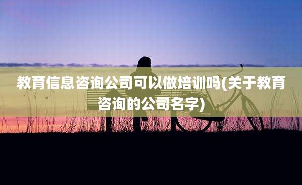 教育信息咨询公司可以做培训吗(关于教育咨询的公司名字)