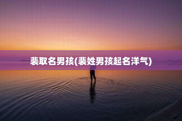 裴取名男孩(裴姓男孩起名洋气)