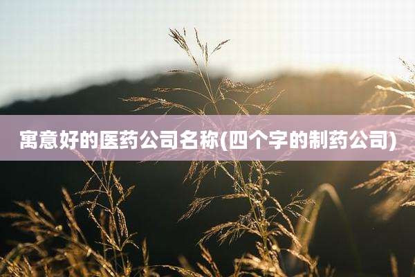 寓意好的医药公司名称(四个字的制药公司)