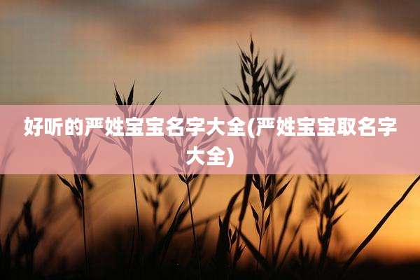 好听的严姓宝宝名字大全(严姓宝宝取名字大全)