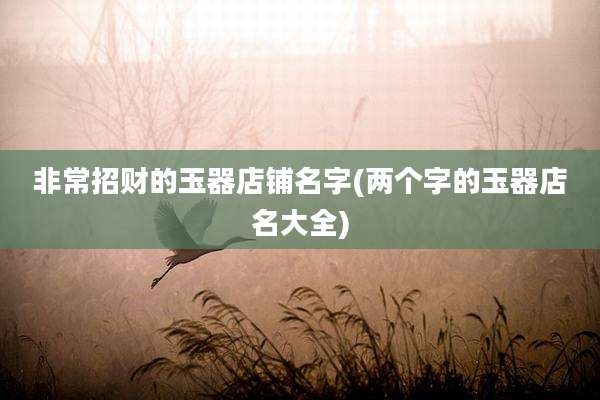 非常招财的玉器店铺名字(两个字的玉器店名大全)