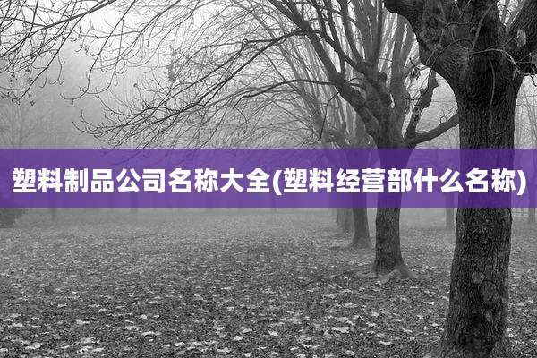塑料制品公司名称大全(塑料经营部什么名称)