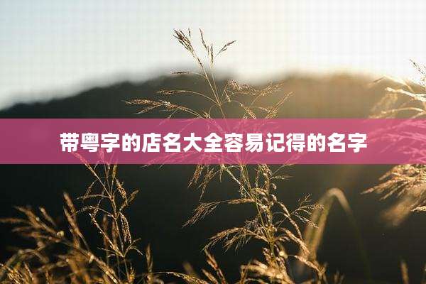 带粤字的店名大全容易记得的名字
