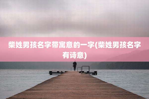 柴姓男孩名字带寓意的一字(柴姓男孩名字有诗意)