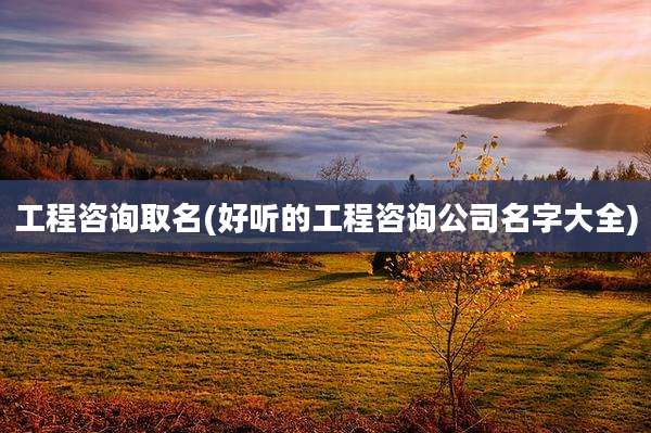 工程咨询取名(好听的工程咨询公司名字大全)
