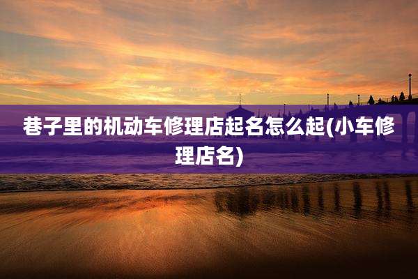 巷子里的机动车修理店起名怎么起(小车修理店名)