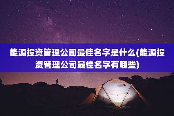 能源投资管理公司最佳名字是什么(能源投资管理公司最佳名字有哪些)