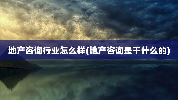 地产咨询行业怎么样(地产咨询是干什么的)