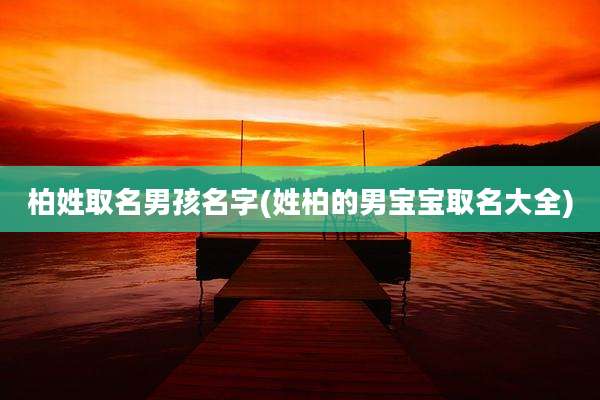 柏姓取名男孩名字(姓柏的男宝宝取名大全)