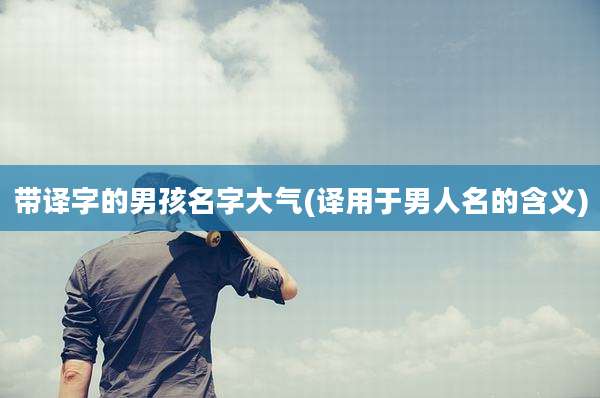 带译字的男孩名字大气(译用于男人名的含义)