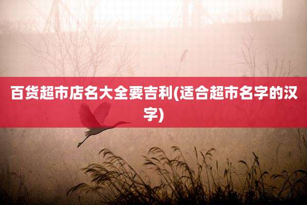 百货超市店名大全要吉利(适合超市名字的汉字)