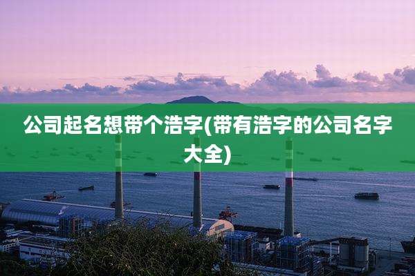 公司起名想带个浩字(带有浩字的公司名字大全)