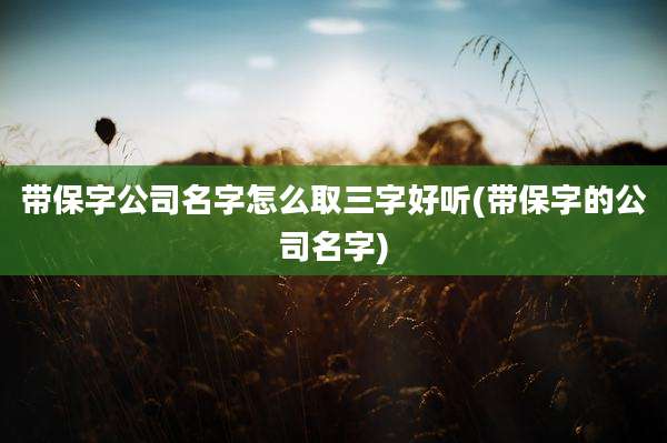 带保字公司名字怎么取三字好听(带保字的公司名字)