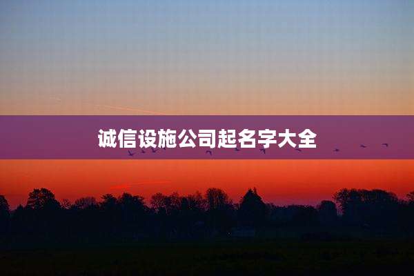 诚信设施公司起名字大全