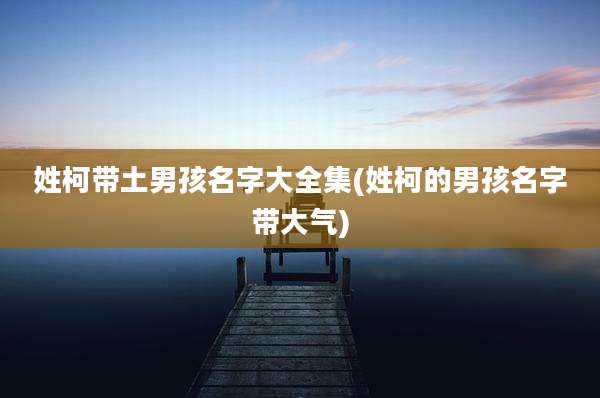 姓柯带土男孩名字大全集(姓柯的男孩名字带大气)