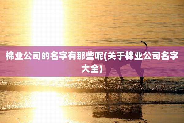 棉业公司的名字有那些呢(关于棉业公司名字大全)