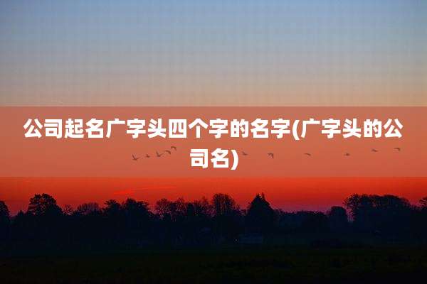 公司起名广字头四个字的名字(广字头的公司名)