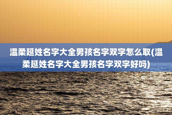 温柔延姓名字大全男孩名字双字怎么取(温柔延姓名字大全男孩名字双字好吗)