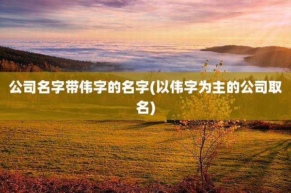 公司名字带伟字的名字(以伟字为主的公司取名)