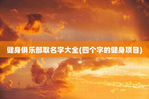 健身俱乐部取名字大全(四个字的健身项目)