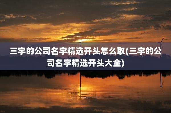 三字的公司名字精选开头怎么取(三字的公司名字精选开头大全)