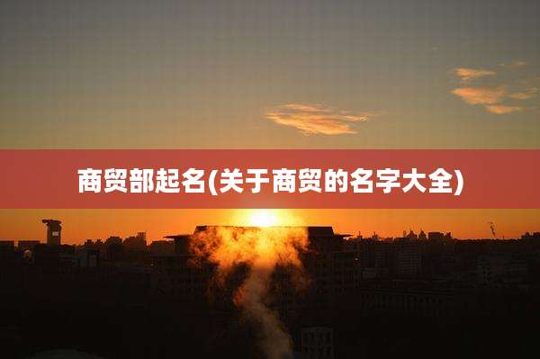 商贸部起名(关于商贸的名字大全)