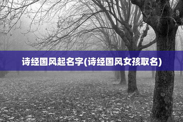诗经国风起名字(诗经国风女孩取名)
