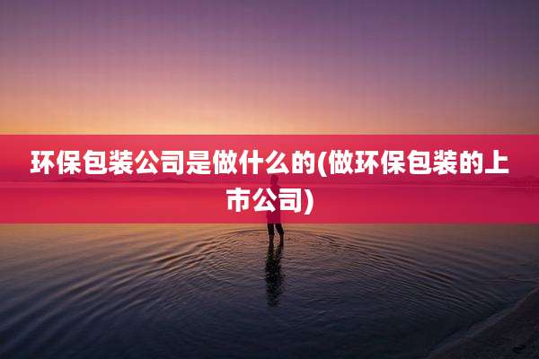 环保包装公司是做什么的(做环保包装的上市公司)