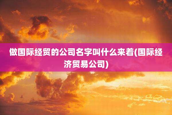 做国际经贸的公司名字叫什么来着(国际经济贸易公司)