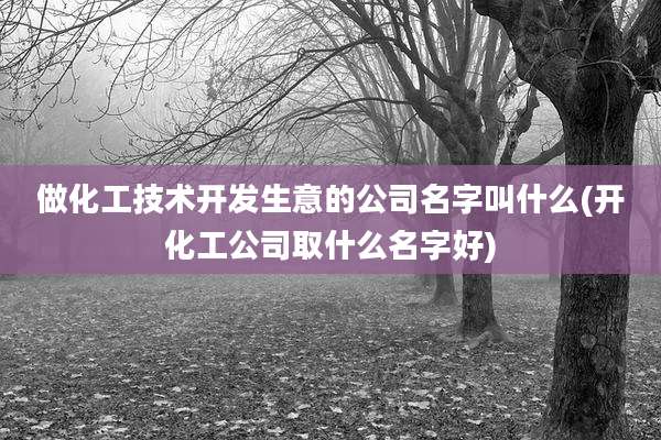 做化工技术开发生意的公司名字叫什么(开化工公司取什么名字好)