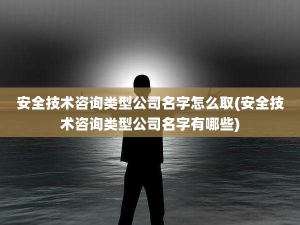 安全技术咨询类型公司名字怎么取(安全技术咨询类型公司名字有哪些)