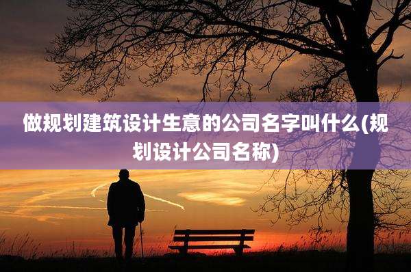 做规划建筑设计生意的公司名字叫什么(规划设计公司名称)