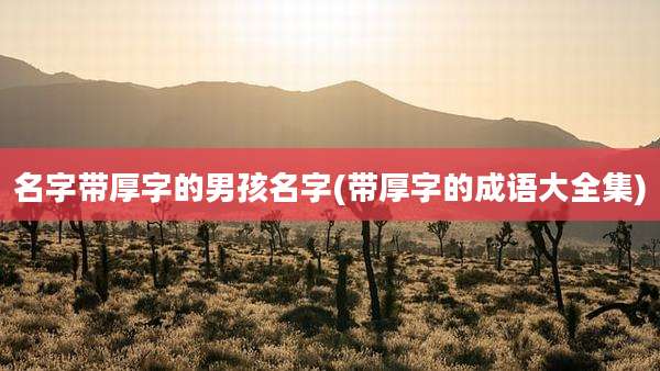 名字带厚字的男孩名字(带厚字的成语大全集)