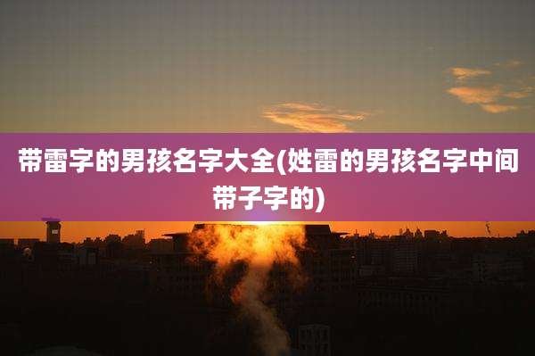 带雷字的男孩名字大全(姓雷的男孩名字中间带子字的)