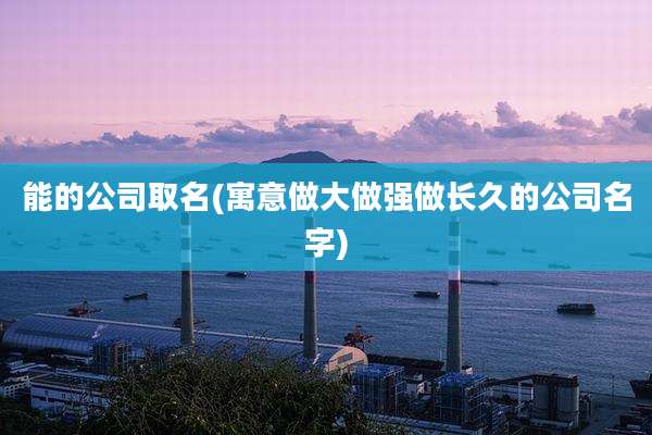 能的公司取名(寓意做大做强做长久的公司名字)